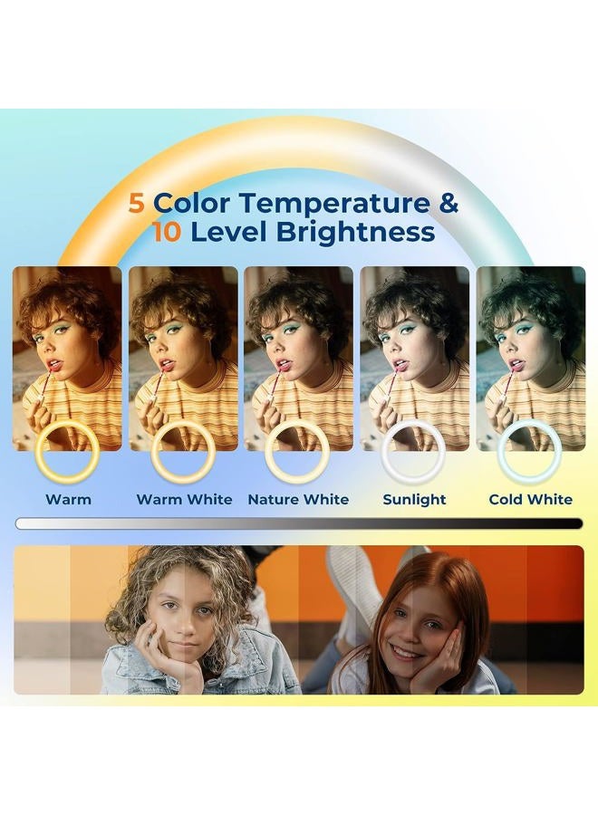 Aureday 14'' Selfie Ring Light with 62'' Tripod Stand and Phone Holder, Dimmable LED Phone Ringlight for Makeup/Video Recording/Photography, Circle Lighting for All Cell Phones&Lightweight Cameras - Image 3